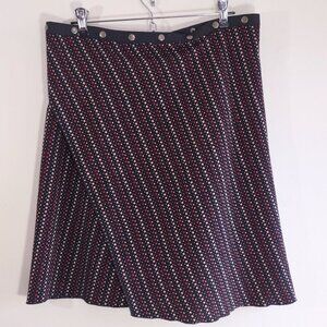Erin Macleod Polka Dot Snap Wrap Skirt Edgy Feminine Black Red Tan One Size